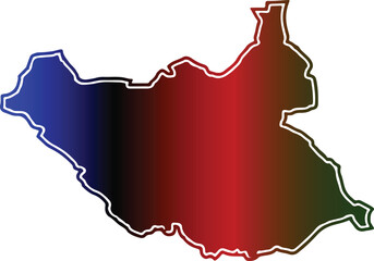 South Sudan map with flag colors  African country outline