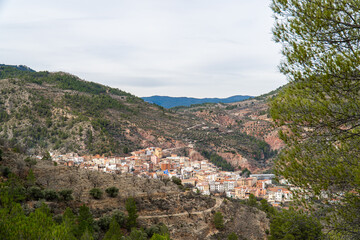 Fototapeta premium Panoramic view to Bogarra town, in Albacete Castilla la Mancha, Spain