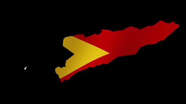 Looping animation of the East Timor flag as a map with a transparent background in 4K format