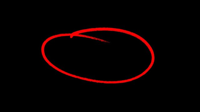 Artistic red scribble oval frame animation with an organic hand-painted feel ideal for focus elements logo reveals and creative cinematic motion design on dark backgrounds.
