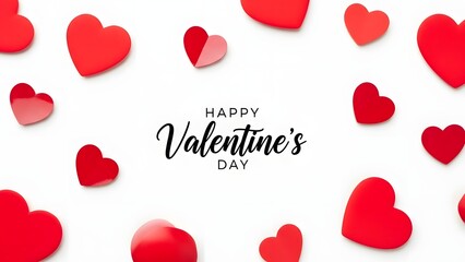 Happy valentine's day background with red hearts