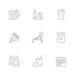Set line icons of bodybuilding