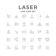Set line icons of laser