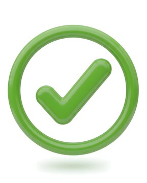 3d check mark in circle icon isolated on transparent 