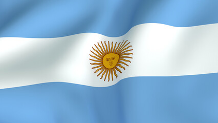 Waving Argentinian flag fabric background texture, national symbol of Argentina