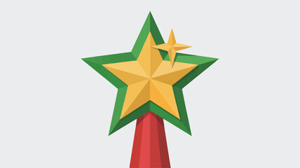 Colorful star shape Christmas tree topper on red pole