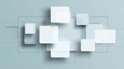 Modern abstract design featuring white rectangular shapes on a minimalist background.