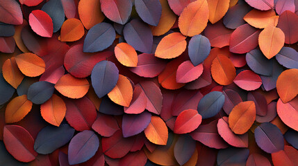 3D rendering of colorful autumn leaves, creating a vibrant seasonal background perfect for fall-themed designs, seasonal promotions, and creative visuals