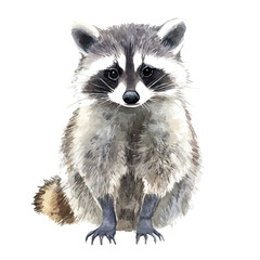 Obraz premium Raccoon, watercolor artwork with intricate patterns and vibrant, isolated on a white background.