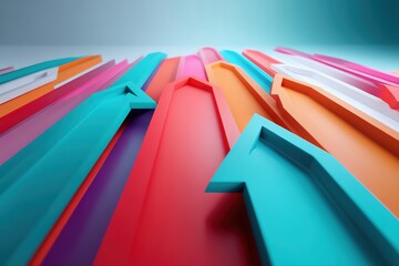Colorful abstract arrows pointing in different directions on a modern background.