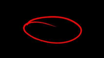 Simple red marker sketch oval reveal animation for educational tutorials social media reels and corporate presentations to emphasize important information and key details.
