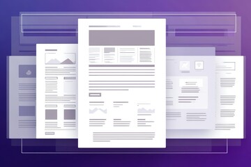A digital composition of multiple documents featuring charts and data layouts.