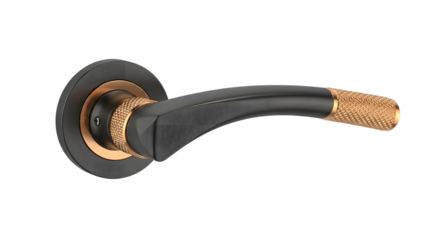 Modern black and gold door handle isolated on white background