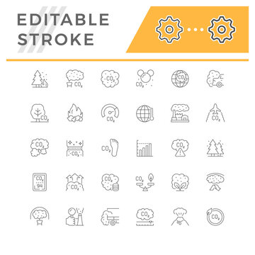 Set line icons of carbon dioxide