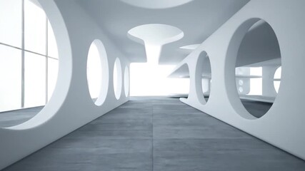 Modern architectural interior with circular openings