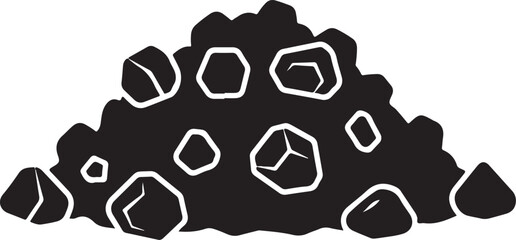 Stack of black coal illustration isolated on transparent background