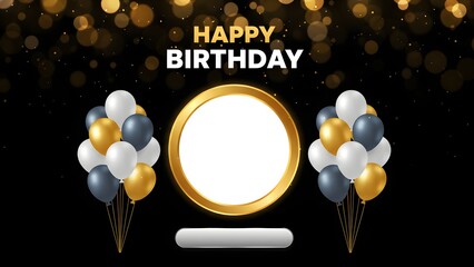 Happy birthday celebration with balloons and lights