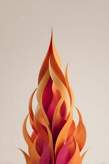 Vibrant paper flames in shades of orange and red create a striking visual display, symbolizing warmth and celebration, ideal for festive themes and creative projects