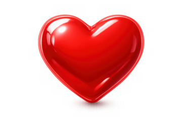 Red glossy heart symbol expressing love, romance, passion, and care, perfect for valentine's day celebrations
