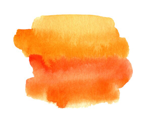 Abstract orange and red watercolor shape isolated on white background
