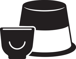 Black and White Tea Cup and Saucer Set Illustration