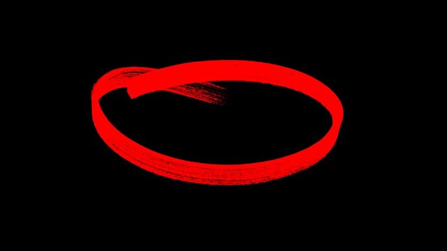 Vibrant red hand painted ellipse frame motion graphic ideal for highlighting text correcting mistakes and adding artistic focus to professional digital video productions.

