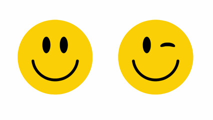 Fototapeta premium Two smiley faces, one winking, conveying happiness and positive emotions