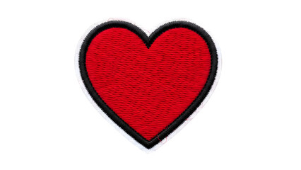 Fototapeta premium Vibrant red heart patch with black and white border on black background