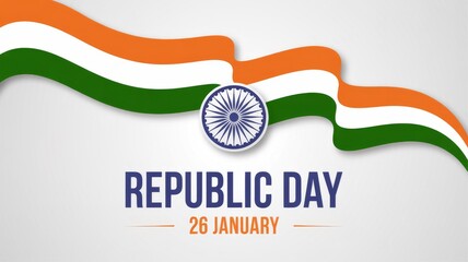Indian republic day graphic with national flag and holiday text isolated on white background