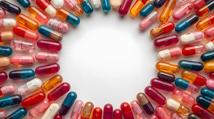 Colorful Capsule Border With Clean Medical Copy Space Center