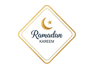 Obraz premium Elegant Ramadan Kareem Greeting with Crescent Moon and Star Design