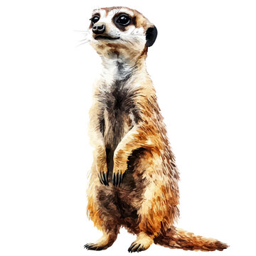 watercolor of Meerkat painting, isolated on a white background.