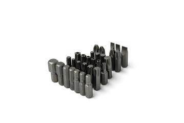 Replacable bit heads sets isolated on white background.