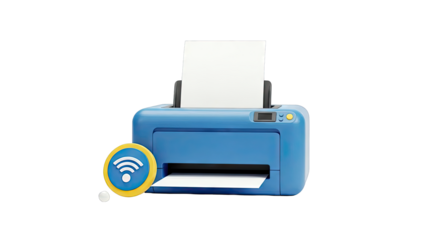 3D Blue Printer with Wi-Fi Symbol