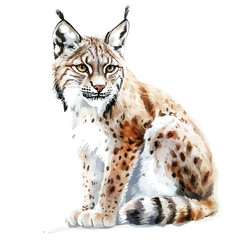 Lynx, watercolor vector depicting playful antics, isolated on a white background. © velora
