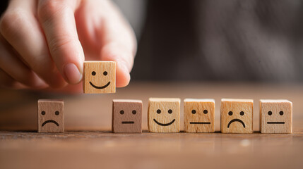 Positive Customer Review Smiley Face Rating Concept