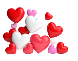 red hearts isolated on white background