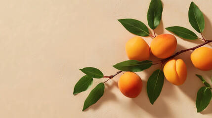Fresh Ripe Apricots on Branch Summer Harvest