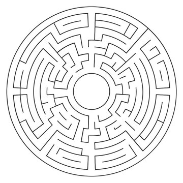 Intricate circular maze design with a clear path to the central point