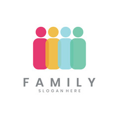 Colorful family people group logo design