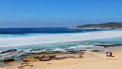 Sydney, Australia - 9 November 2021: Maroubra Beach Shoreline – Sandy Coast, Rock Formations and...