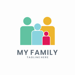 Happy family group logo design