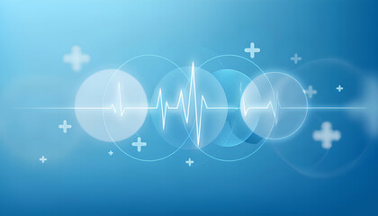 Abstract medical background with a glowing cardiogram line, representing heart health, digital technology, and innovative healthcare advancements