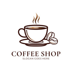 Coffee shop coffee cup and bean logo design