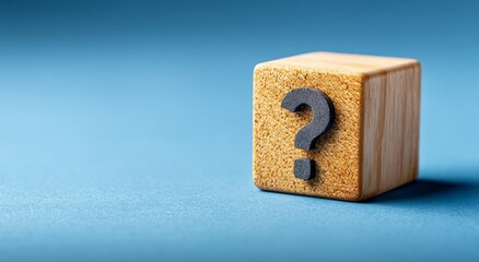 Wooden cube with question mark, representing customer service and communication,