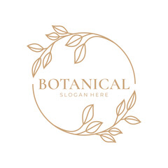 Elegant botanical leaf frame logo design