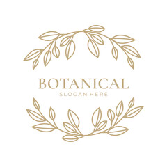 Elegant botanical leaf wreath logo design