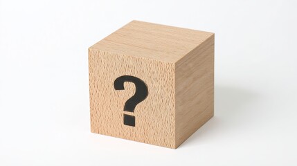 Wooden cube with question mark, representing customer service and communication,