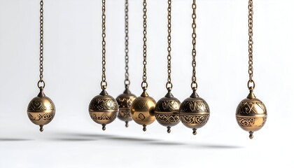 Decorative hanging orbs in a row against a clean white background