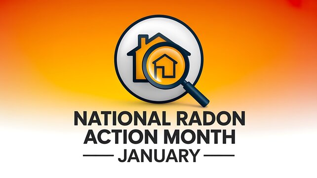 National radon action month awareness with home inspection concept
